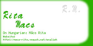 rita macs business card